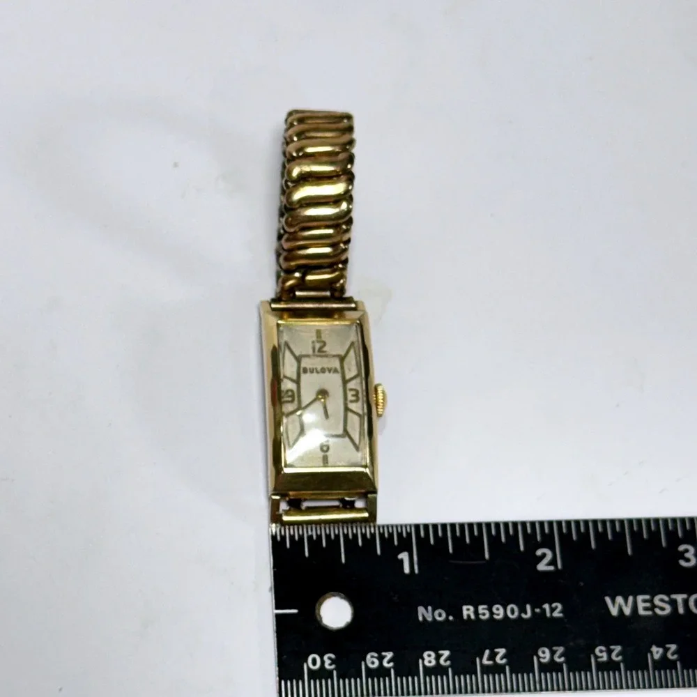 Vintage Bulova Sutton Art Deco 21 Jewels Watch Gold Tone Expansion Restoration